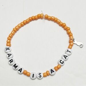 Taylor Swift Friendship Bracelet Eras Tour Karma Is A Cat with Charm